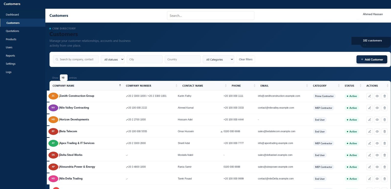 STC ERP customer directory